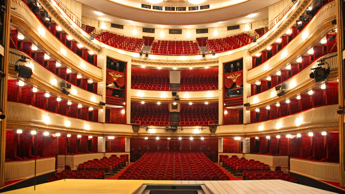 The ornate interior of the Burgtheater in Vienna.